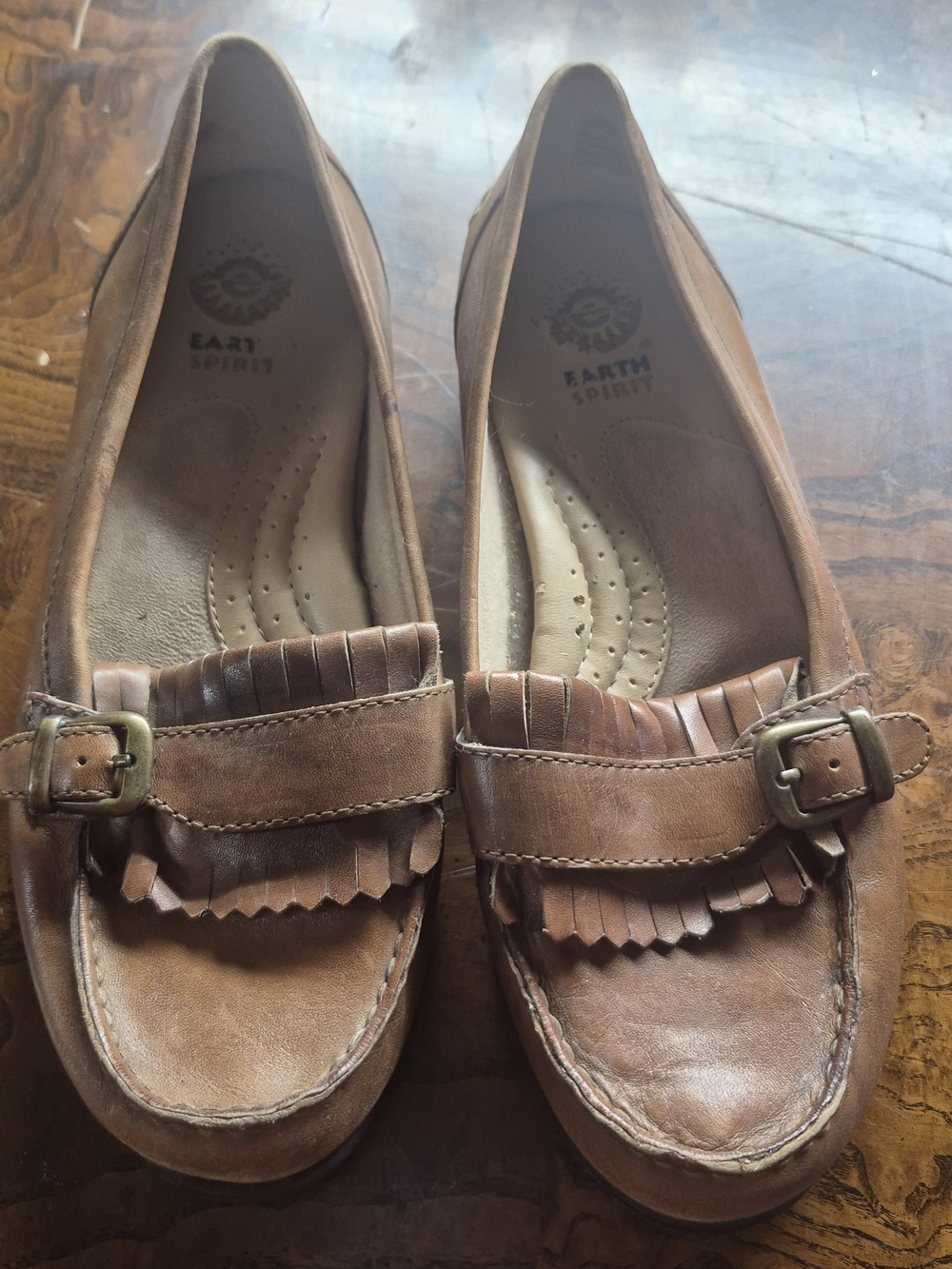 Earth Spirit Women's Brown Leather Kiltie Loafers